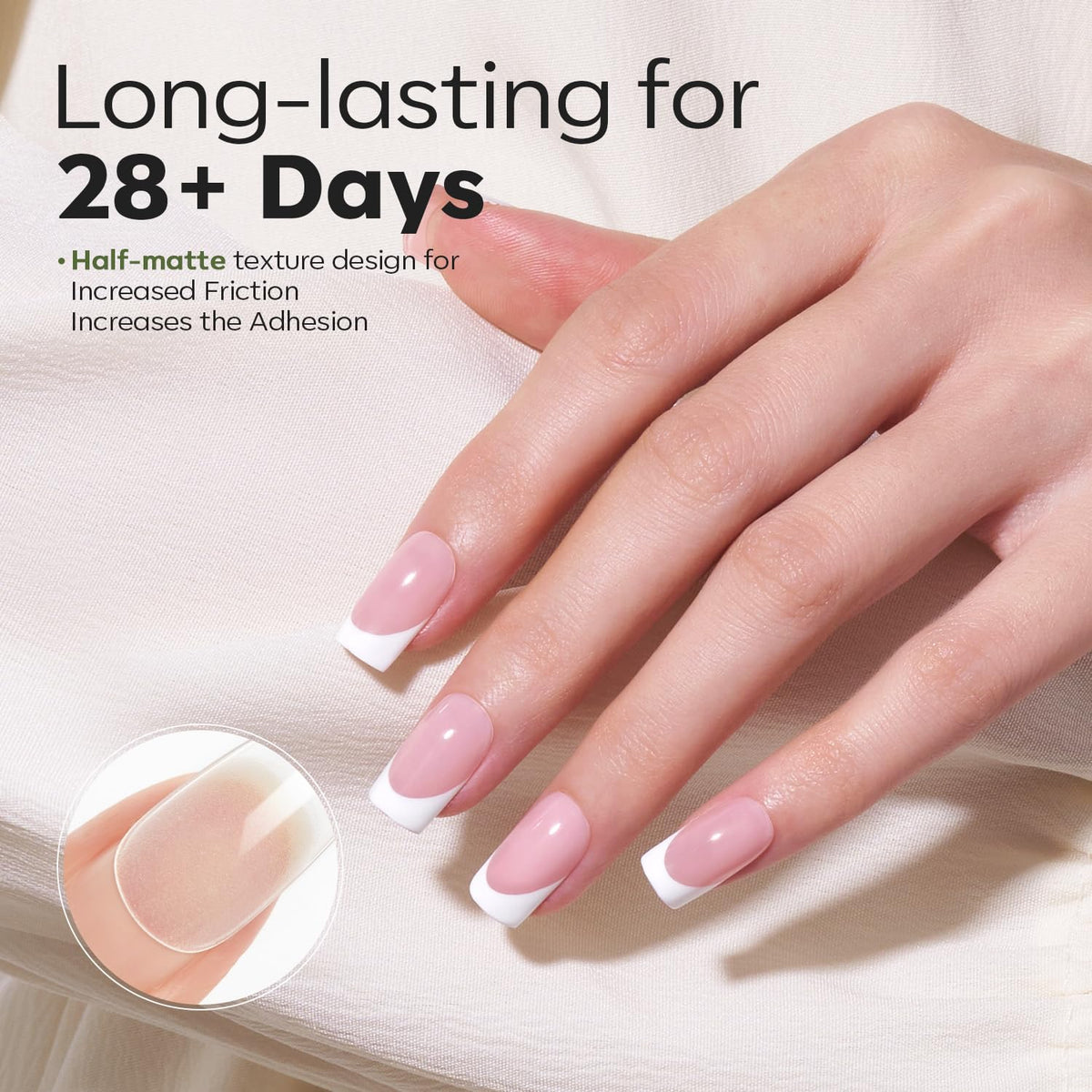 Modelones Short Square Fake Nail Tips - 510Pcs Gel Tips Pre-shaped Half Matte Full Cover Clear