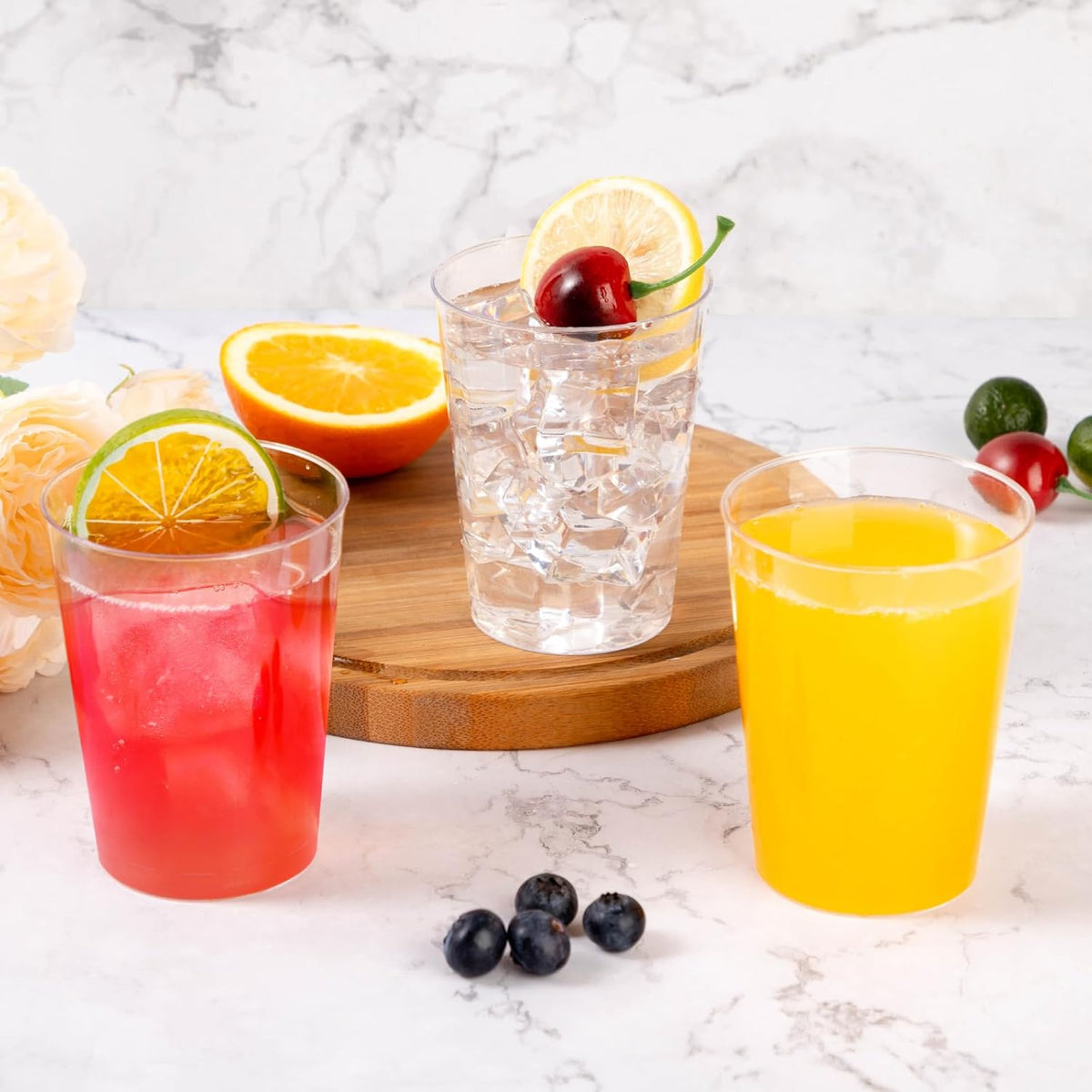 Goodluck 100PCS 10oz Clear Plastic Cups for Party, Disposable Clear Plastic Cups, Cocktail Glasses
