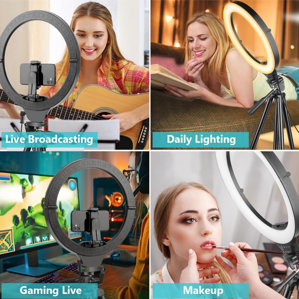 Sensyne 14" Ring Light with Tripod Stand, LED Circle Light with Phone Holder, for Photo Selfie