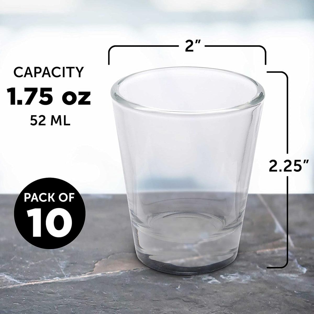 DISCOUNT PROMOS Shot Glasses Set 1.75 oz. Set of 10 Bulk Pack, Wedding Favor, Birthday Party