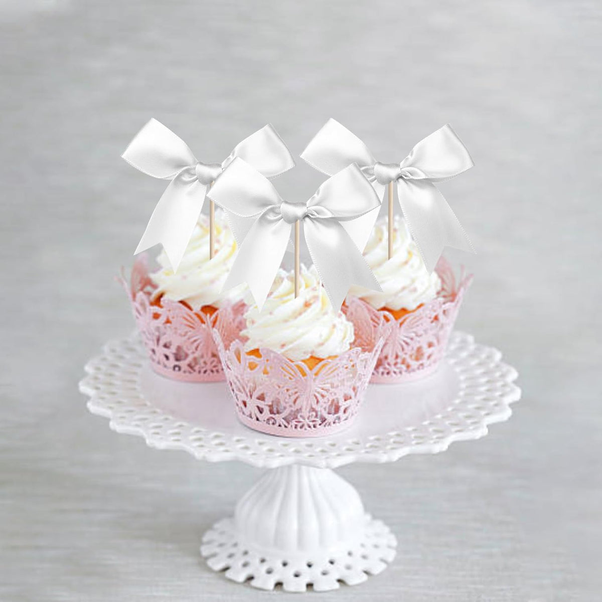 24 PCS Bow Cupcake Toppers Bow Cupcake Picks Bowknot Birthday Party Decorations Bowknot Cake