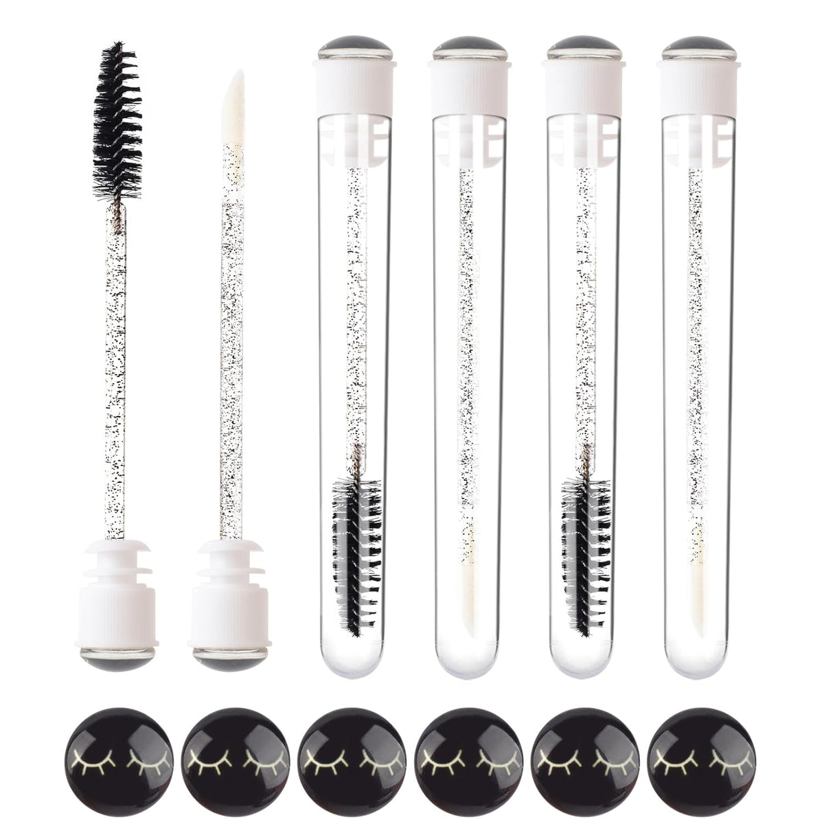 48 Pieces Disposable Mascara Wands Set,Include 24 pcs Disposable Crystal Lash Spoolies Brush and 24