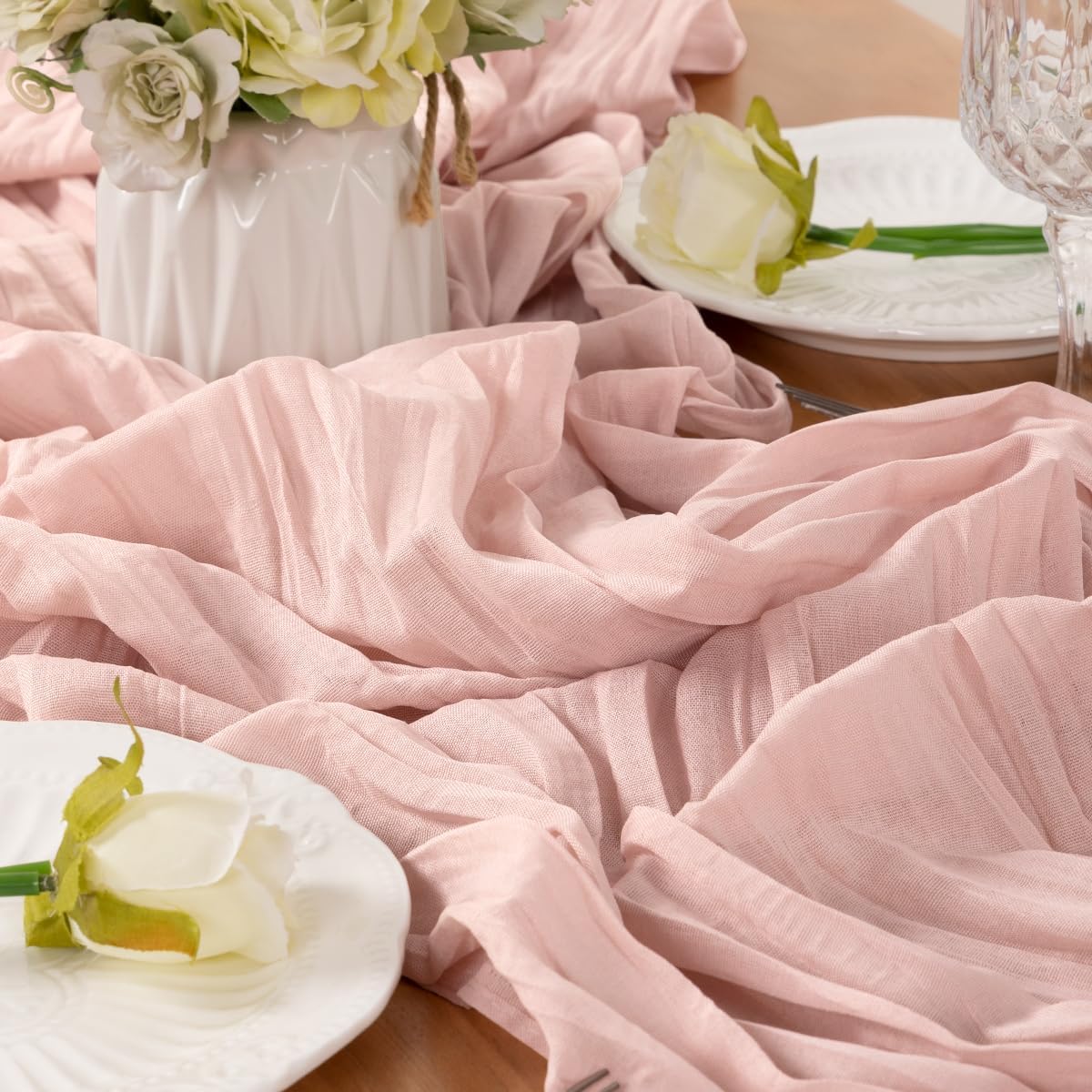 Dusty Pink Table Runner Cheesecloth Table Runner 4 Pack 10FT Rustic Spring Easter Table Runner 35 x