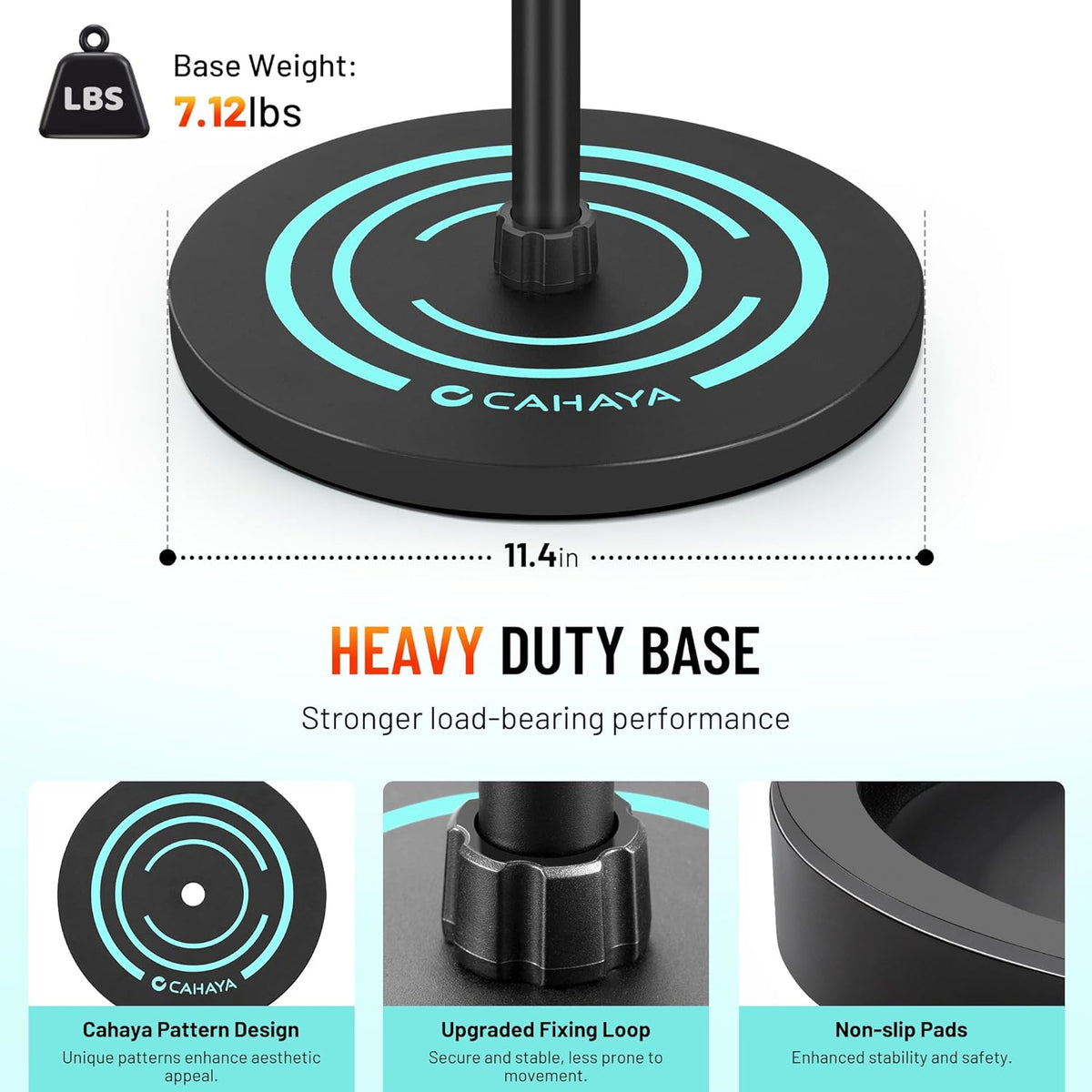 CAHAYA Mic Stand Floor Detachable - Microphone Stand Heavy Duty with Weighted Round Base Phone