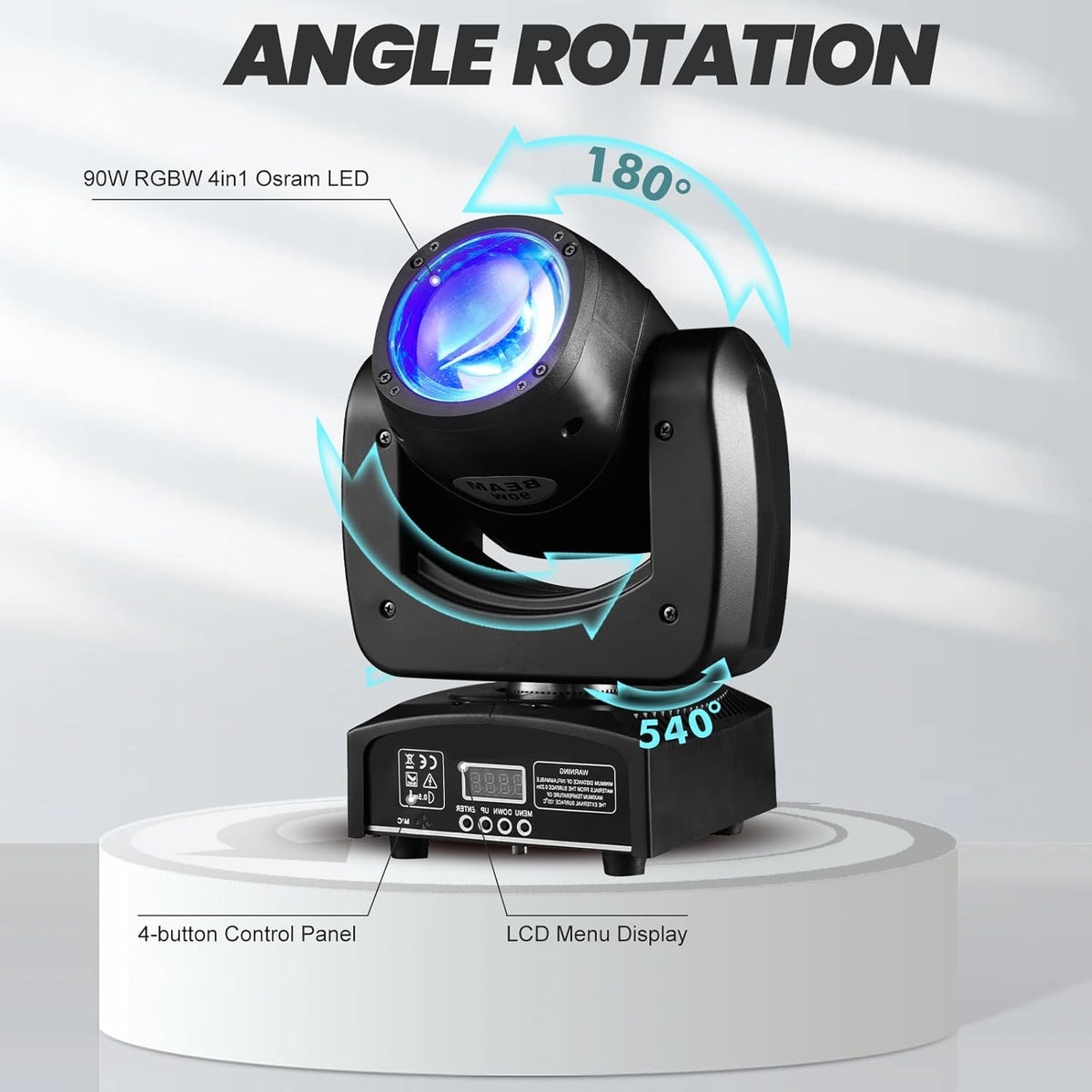 90W LED Moving Head DJ Lights Mini Beam Stage Lights Super Bright Spot RGBW 4IN1 DMX 512 12CH