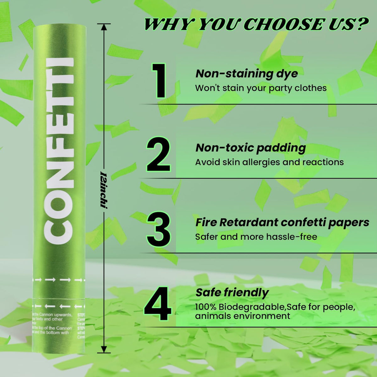 Confetti Cannon Green Biodegradable Confetti Poppers 12Pack Party Poppers Confetti Shooters Green