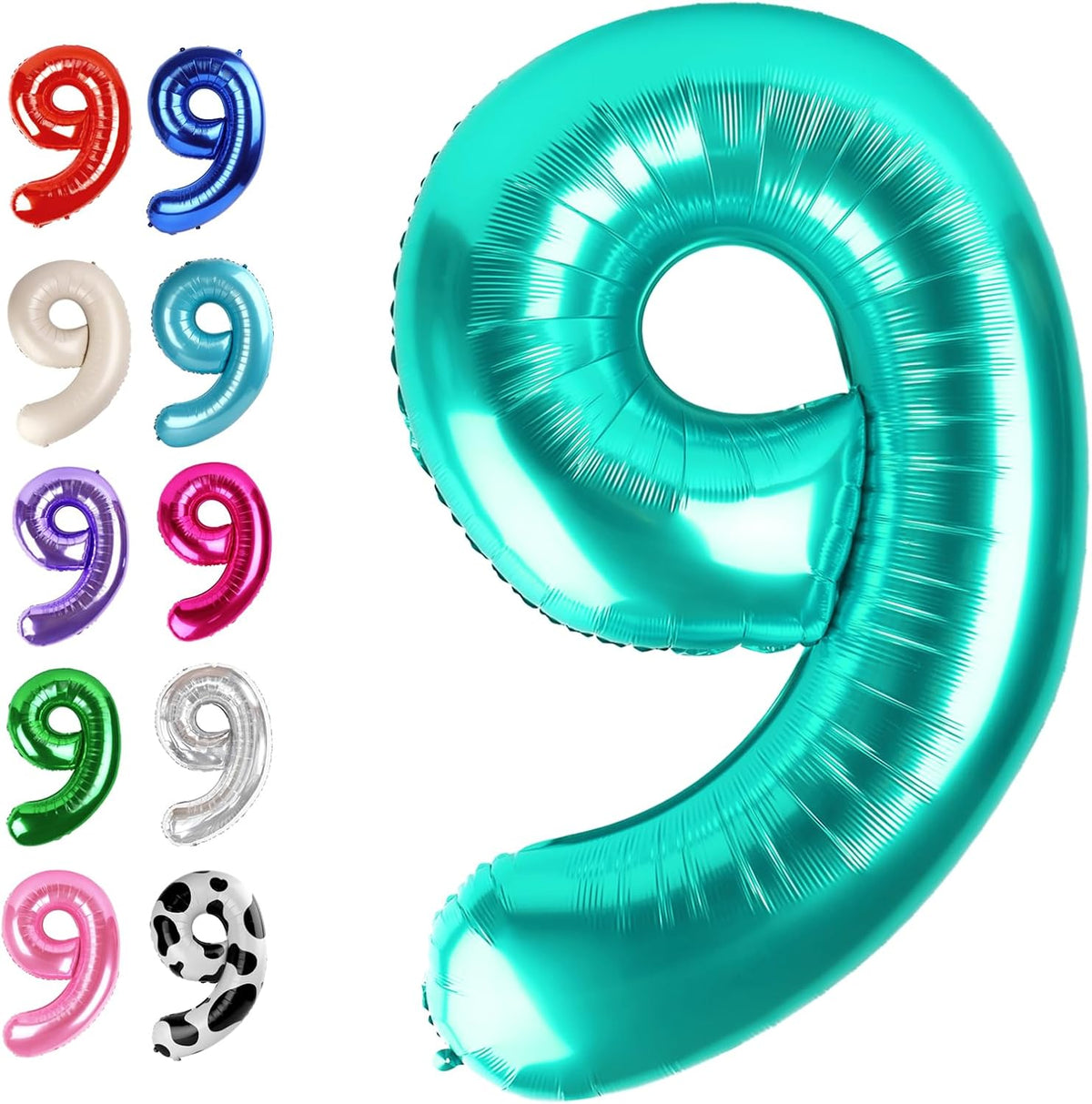 Big Teal Blue 40 Inch 9 Balloon Number, Jumbo Giant 9th 19 29 39 49 99 Birthday Party Decorations