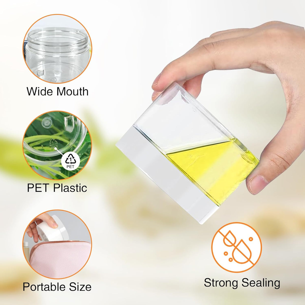 72 Pcs Plastic Jars, 4 OZ Plastic Jars with White Lids Round Clear Storage Containers Jar Leak