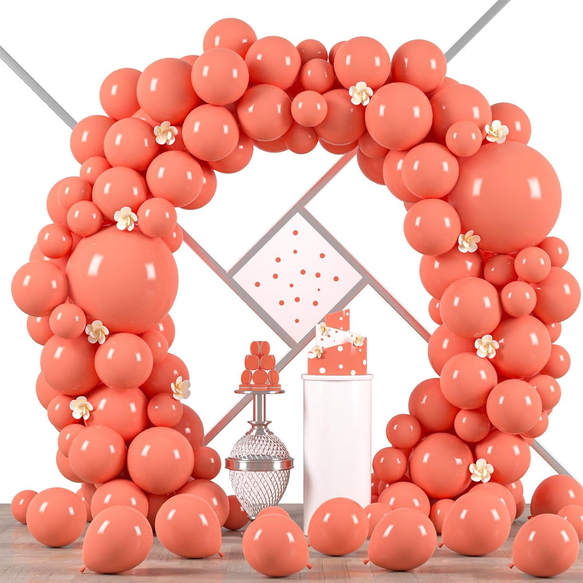 90pack Coral Red Balloons Different Size 18/12/10/5 Inch Coral Red Balloon Garland Arch Kit for