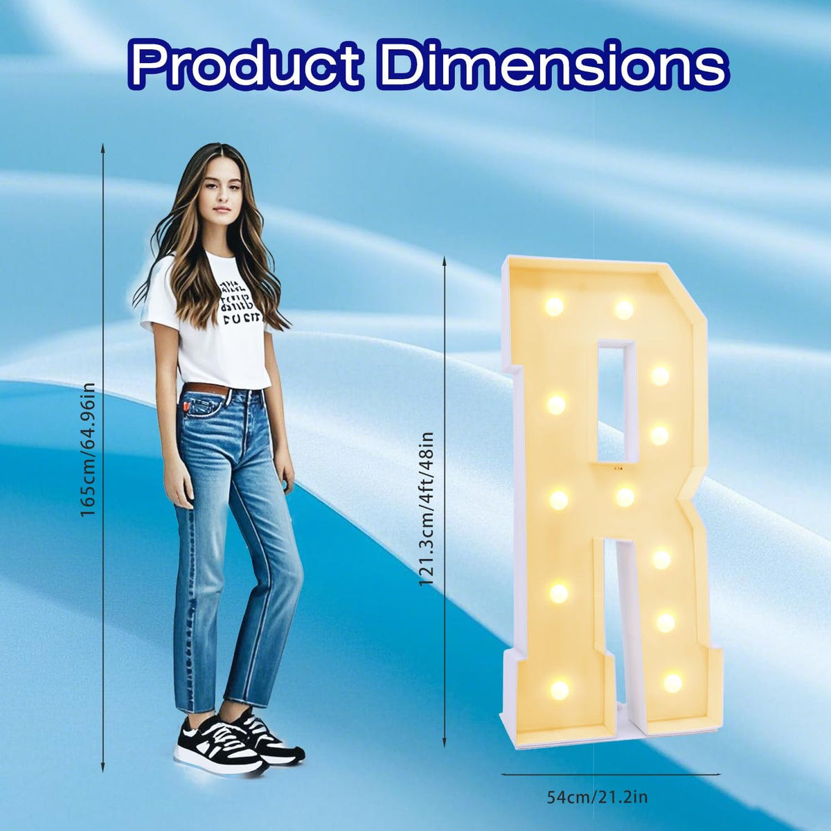 4FT Marquee Plastic Letters R - Light up Letters Are Made from Corrugated Plastic Board - Quick