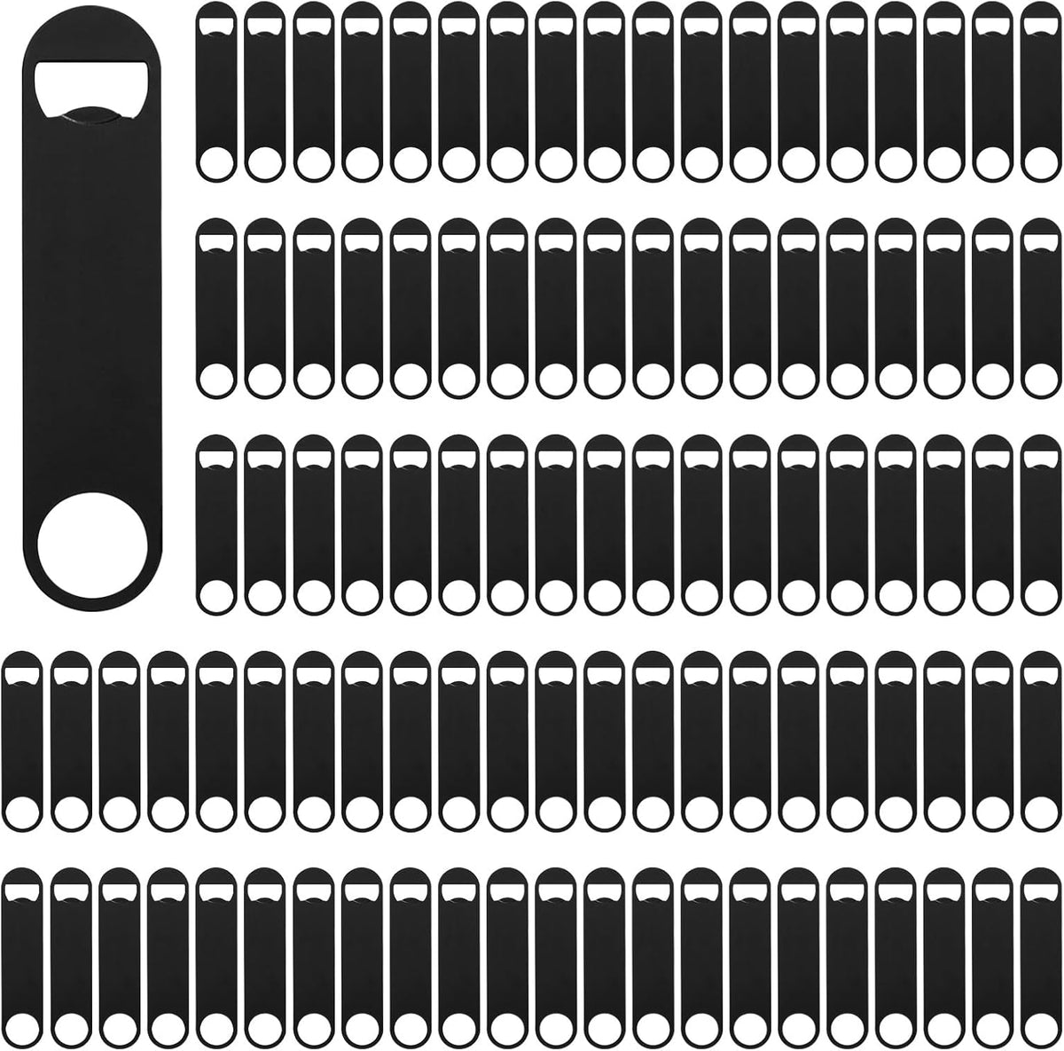 100 Pack Flat Beer Bottle Opener 7 inch Stainless Steel Flat Bottle Opener Black Beer Bottle
