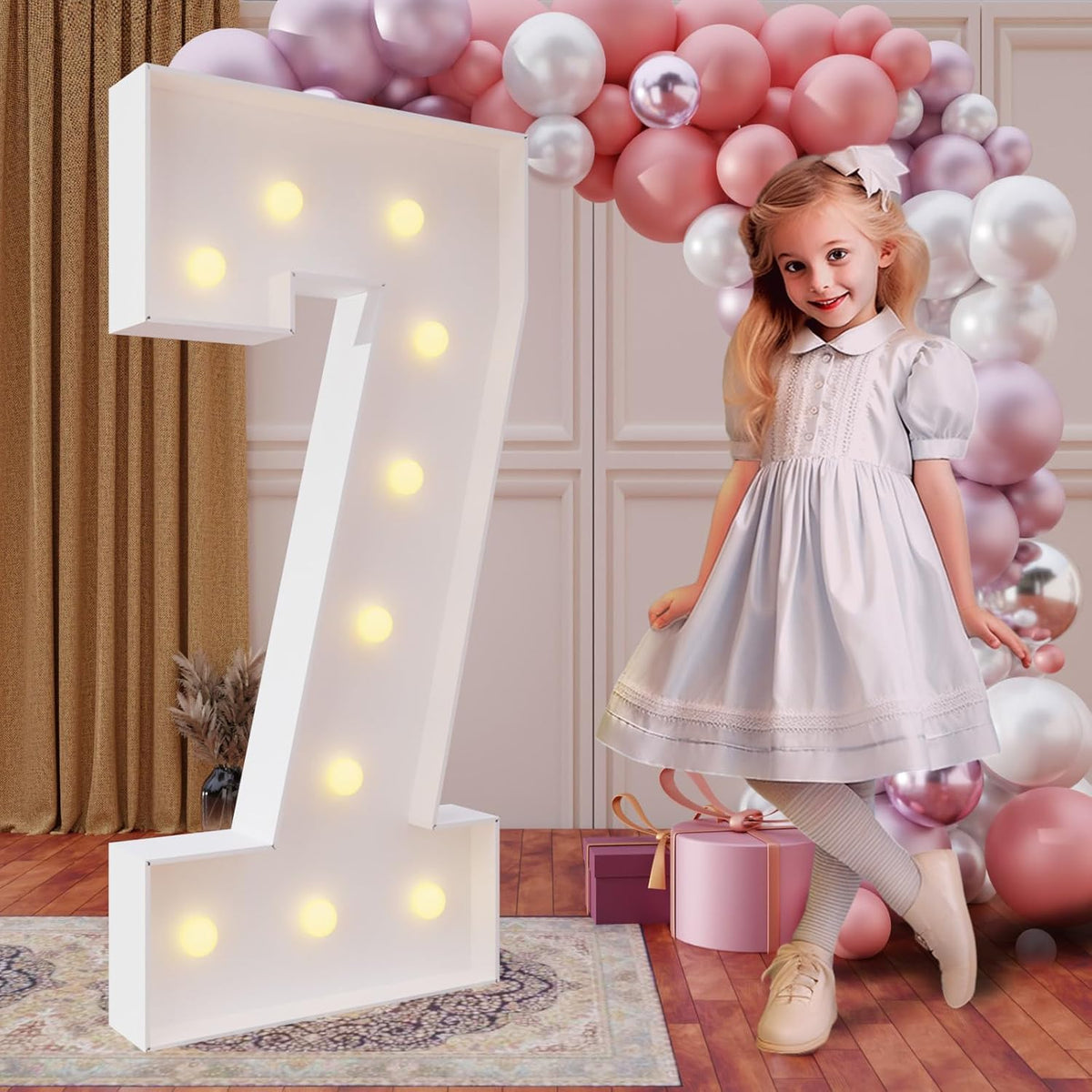 imprsv 4FT Marquee Numbers,DIY Light Up Numbers for 7th Birthday Decorations, Party Party