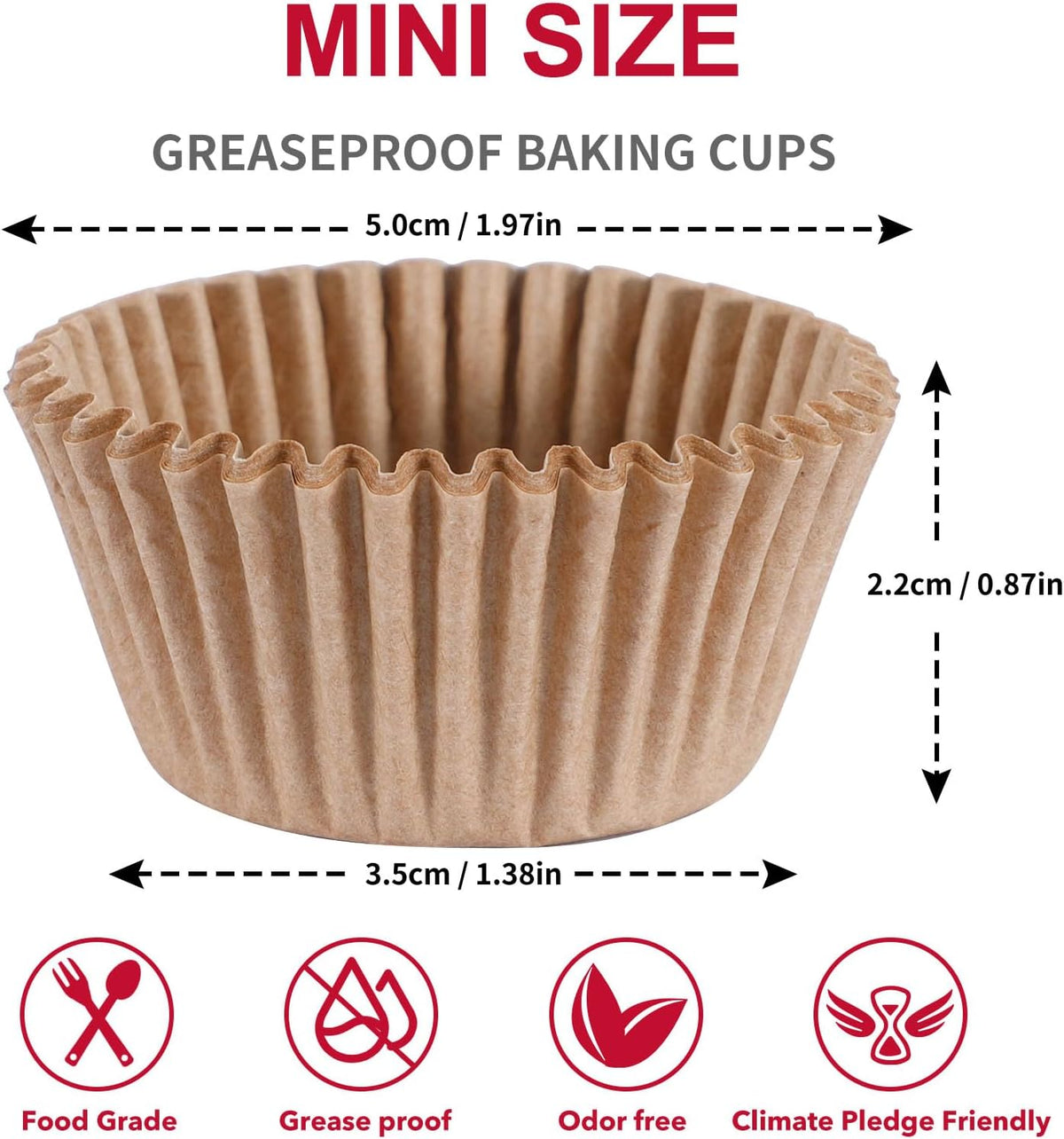 [300Pcs] Caperci Odorless Mini Cupcake Liners for Baking - Greaseproof Paper Muffin Baking Cups for