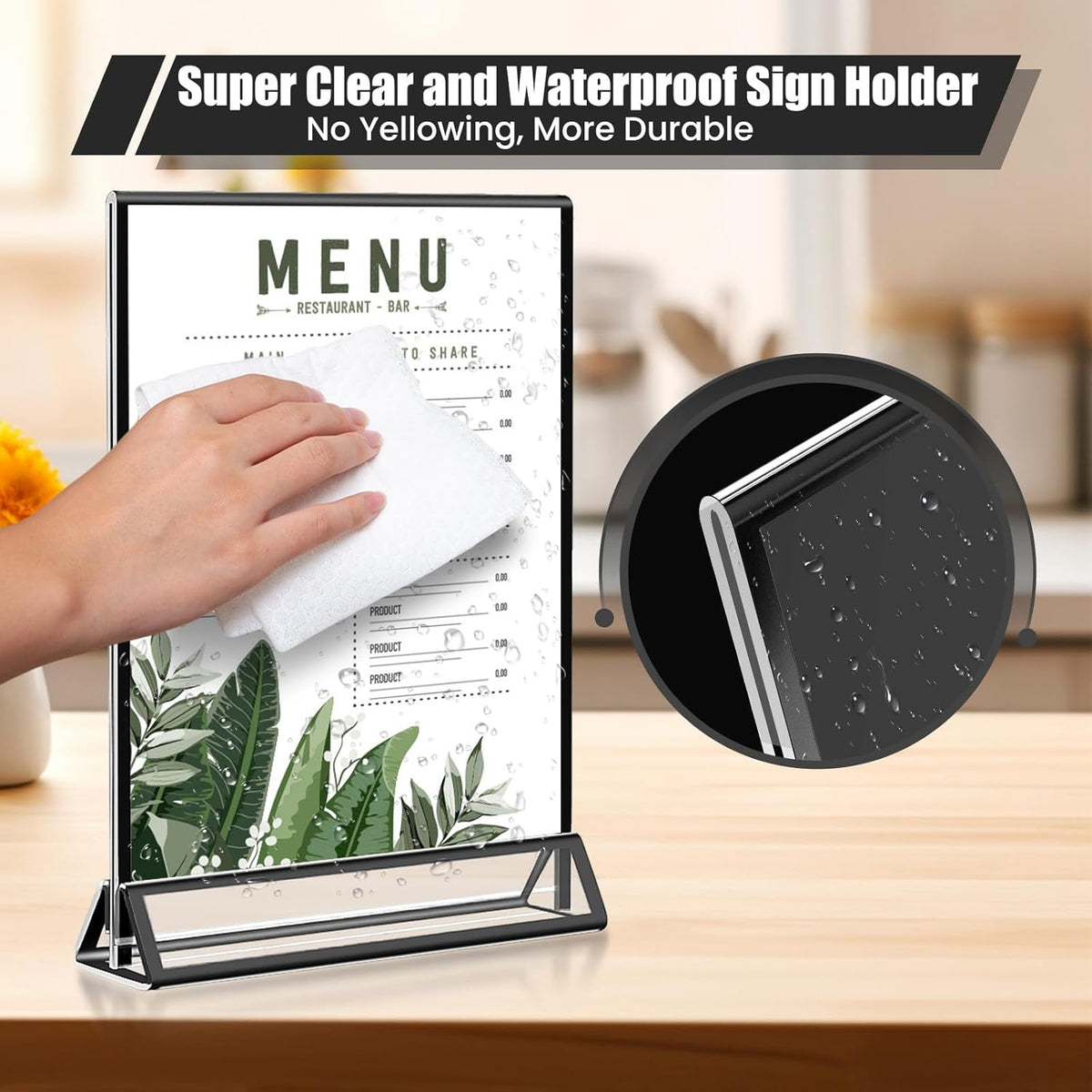 15 Pack Acrylic Sign Holder 5x7, Wedding Black Frame Table Number Holders Vertical, Clear Picture