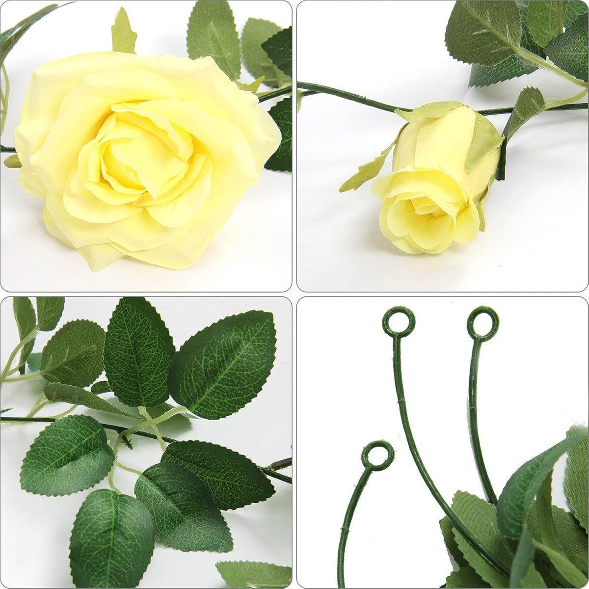 U'Artlines 3 Pack Artificial Yellow Rose Vines Floral Garlands Total 19.5 Ft Fake Vine Silk Flower