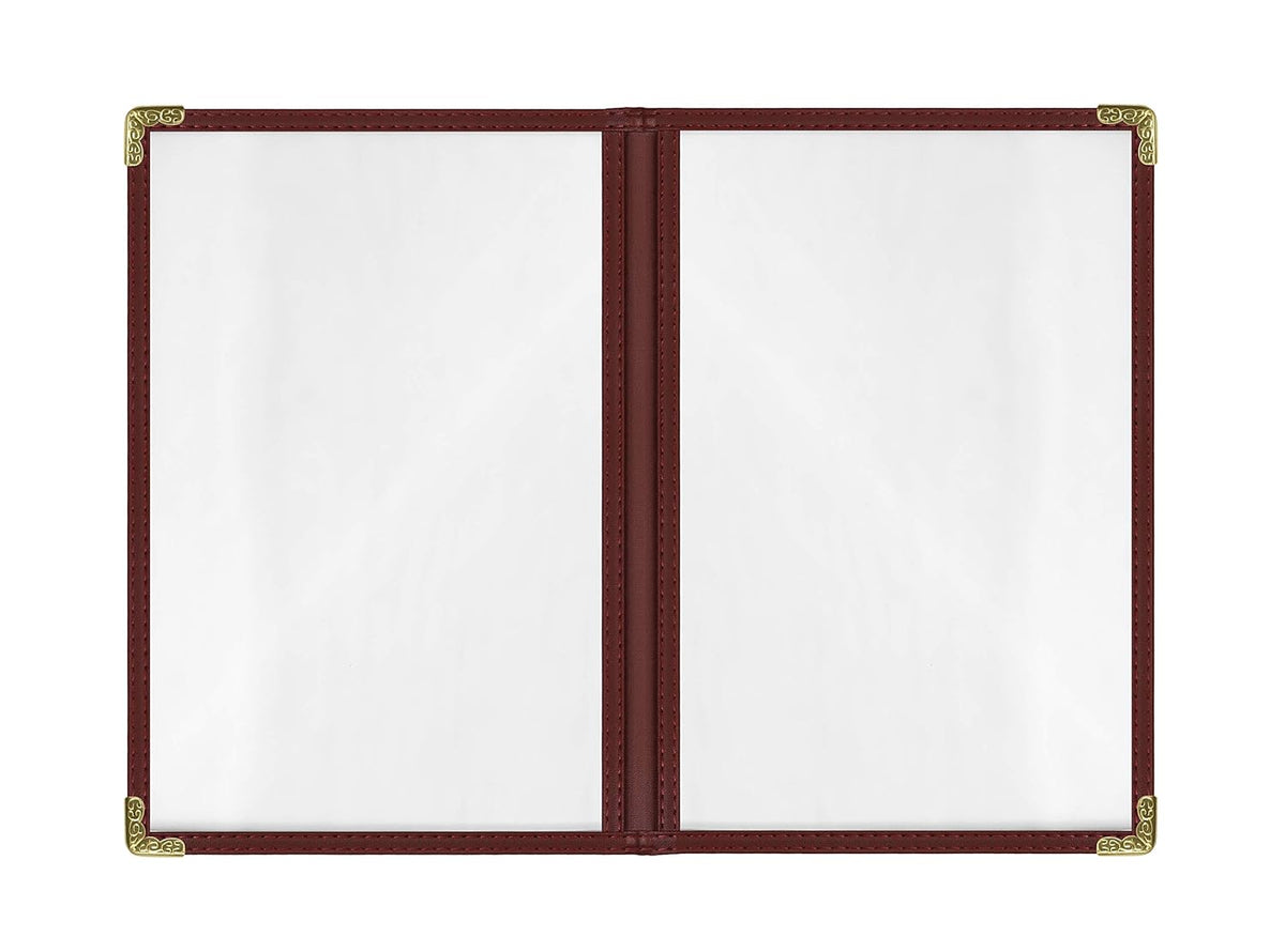 Goodsmart Restaurant Menu Covers – 25 Pack Burgundy 4-View, Side-Loading Menu Holders, Vinyl &