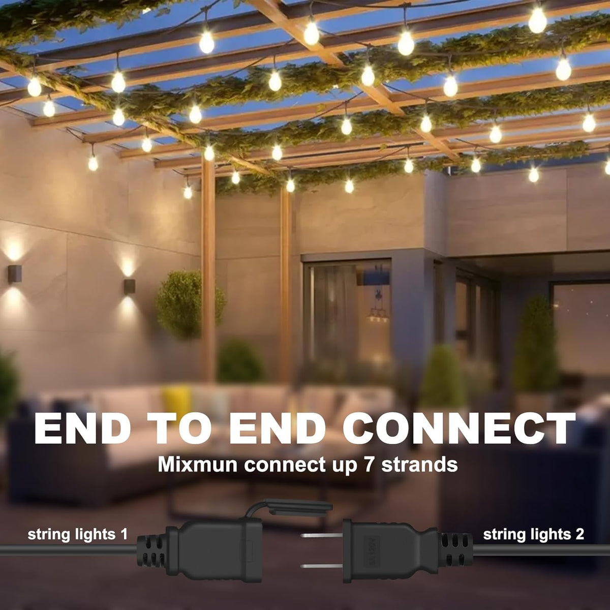 100FT Outdoor String Lights with 64+4 Bulbs (1.5FT Bulbs Spacing), Remote & Dimmer, Commercial