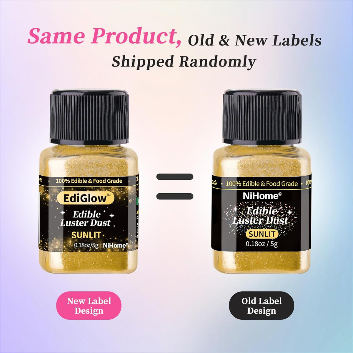 NiHome Edible Food-Grade Glimmer Powder Glitter Luster Dust Metallic Food Decorating Sprinkle