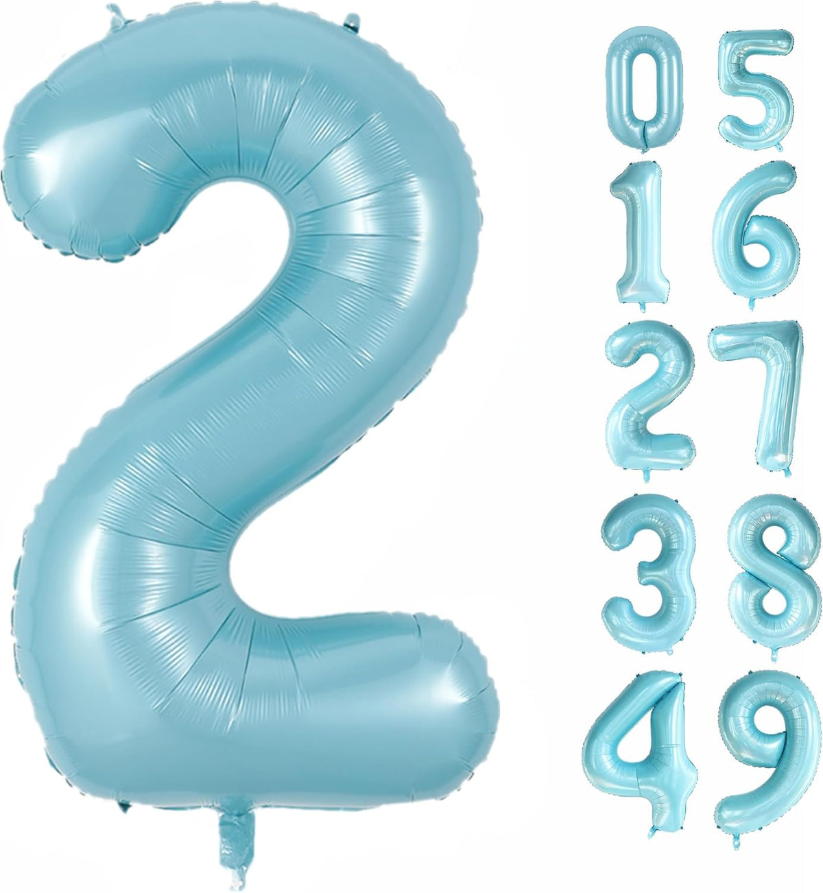 40 Inch Light Blue Number 0 Balloon Foil Balloons 0 for Kids Birthday Party Large Self Inflating