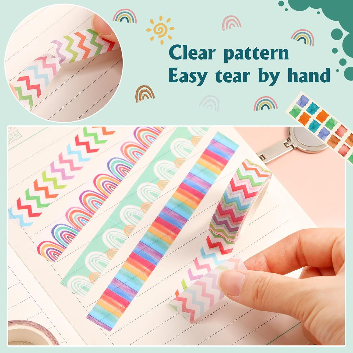 TaoBary 33 Rolls Holiday Plaid Washi Tape, 15 mm Seasonal Washi Tape Set Bohemian Colorful Vintage