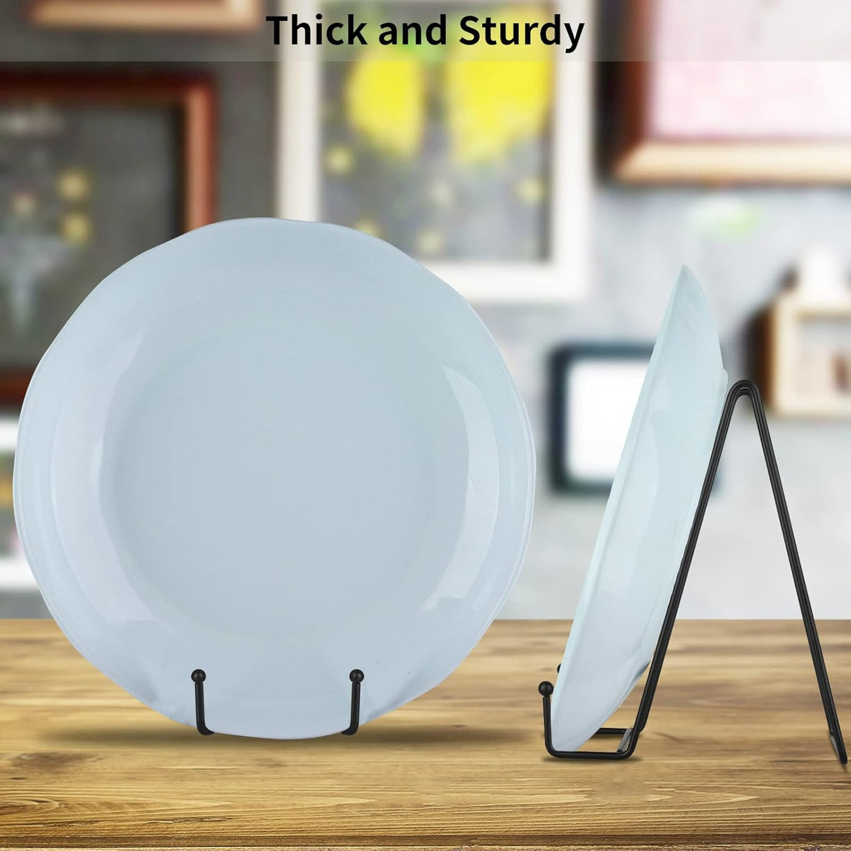 IBosins 5 Pack 8 Inch Plate Holder Display Stands, Large Metal Black Frame Stand for Picture, Book