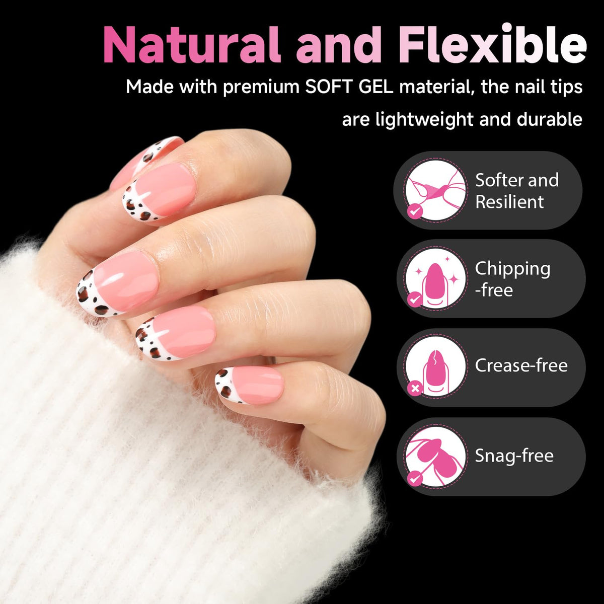 UNA GELLA Oval Gel Nail Tips, 312 Pcs Short Oval Round Nails Pre-Etched Half Matte Clear Acrylic