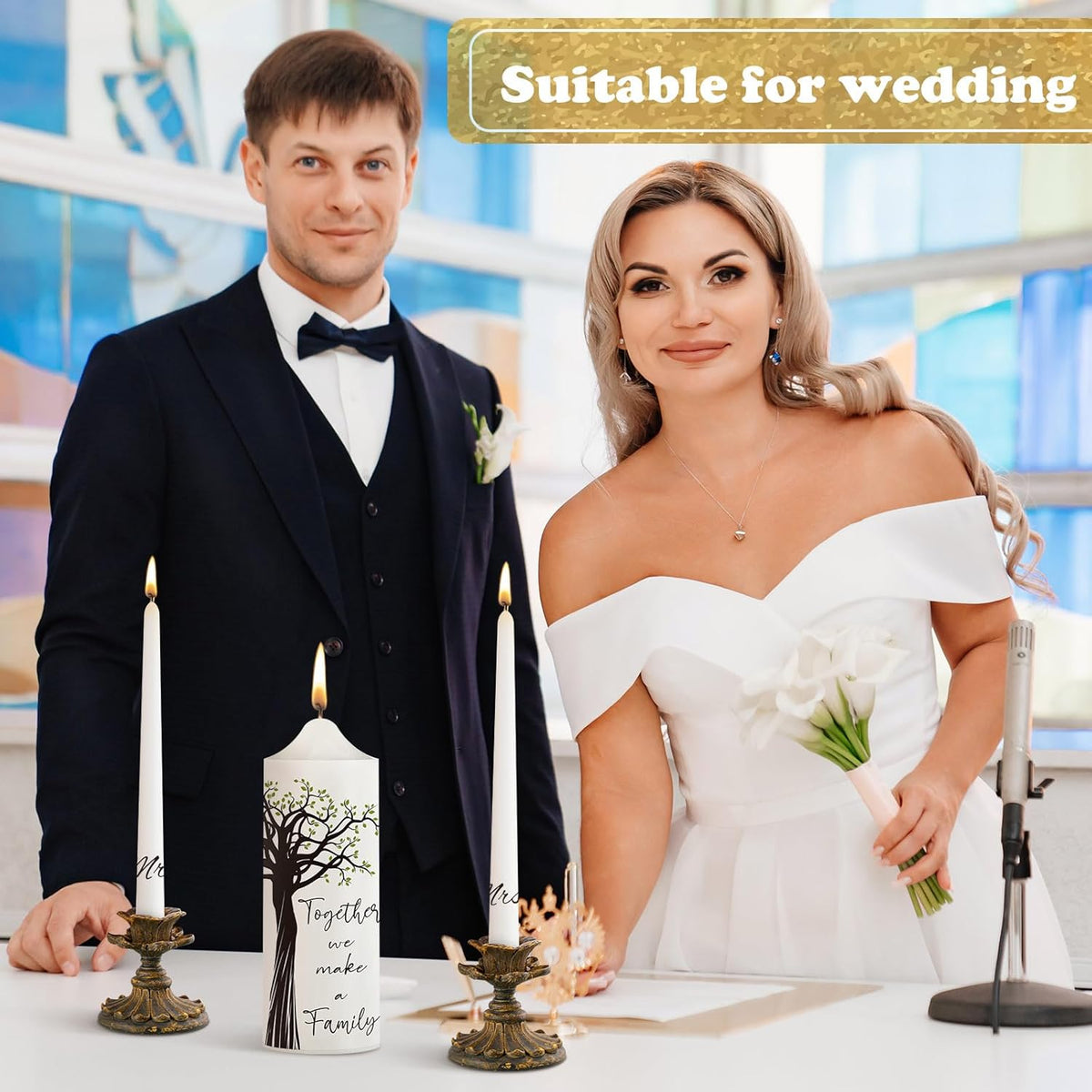 Frienda Unity Candles for Wedding Ceremony Set Wedding Unity Taper Candles Catholic Religious