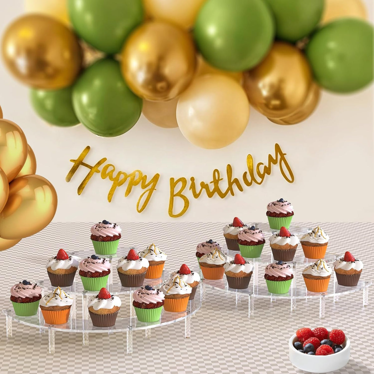 3 Tier Acrylic Display Risers, Half Moon Cupcake Stand, Clear Perfume Organizer, Dessert Stand for
