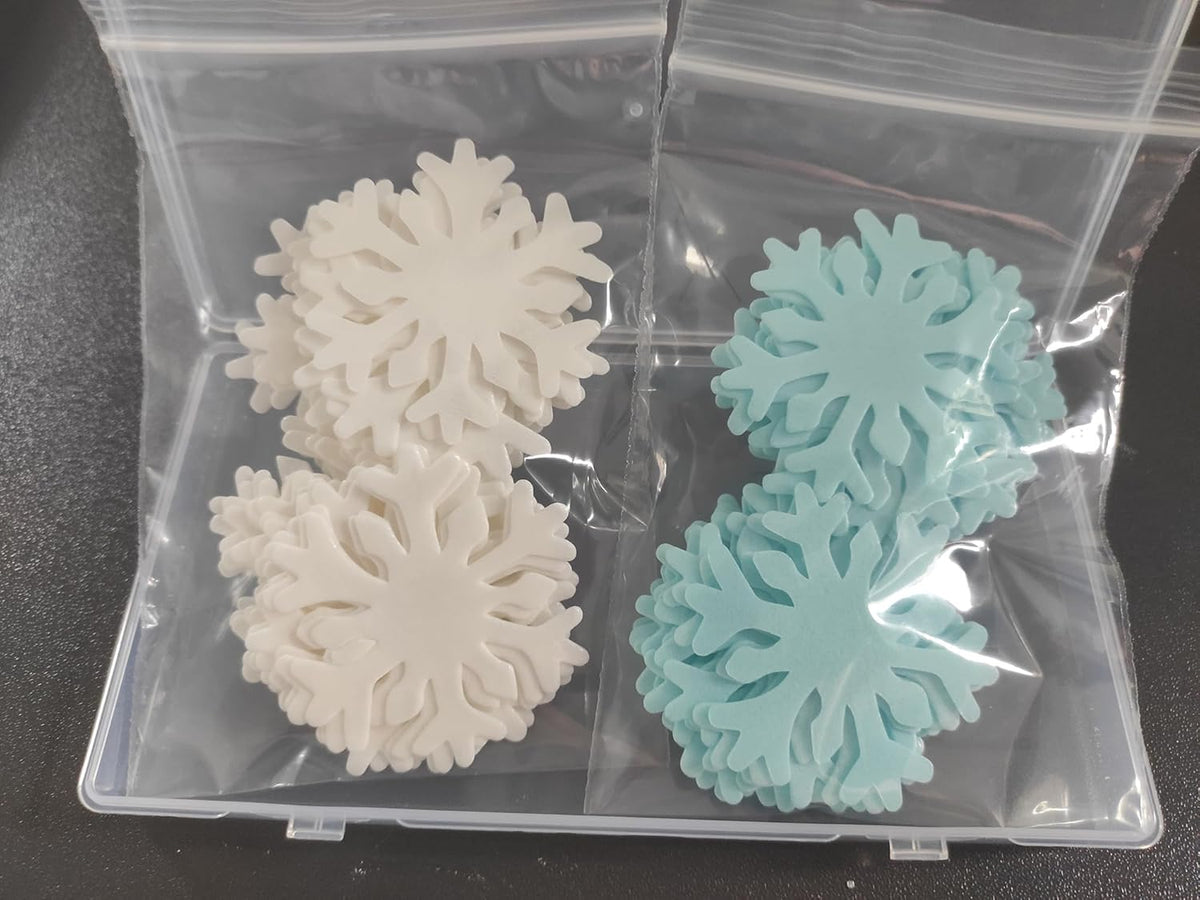 50pcs Edible Snowflakes for Cake Decorating Cupcake Toppers for Christmas Winter frozen Theme