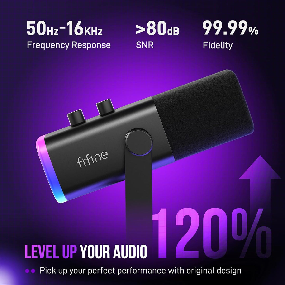 FIFINE XLR/USB Gaming Microphone Set, Dynamic PC Mic for Streaming Podcasting, Computer RGB Mic Kit