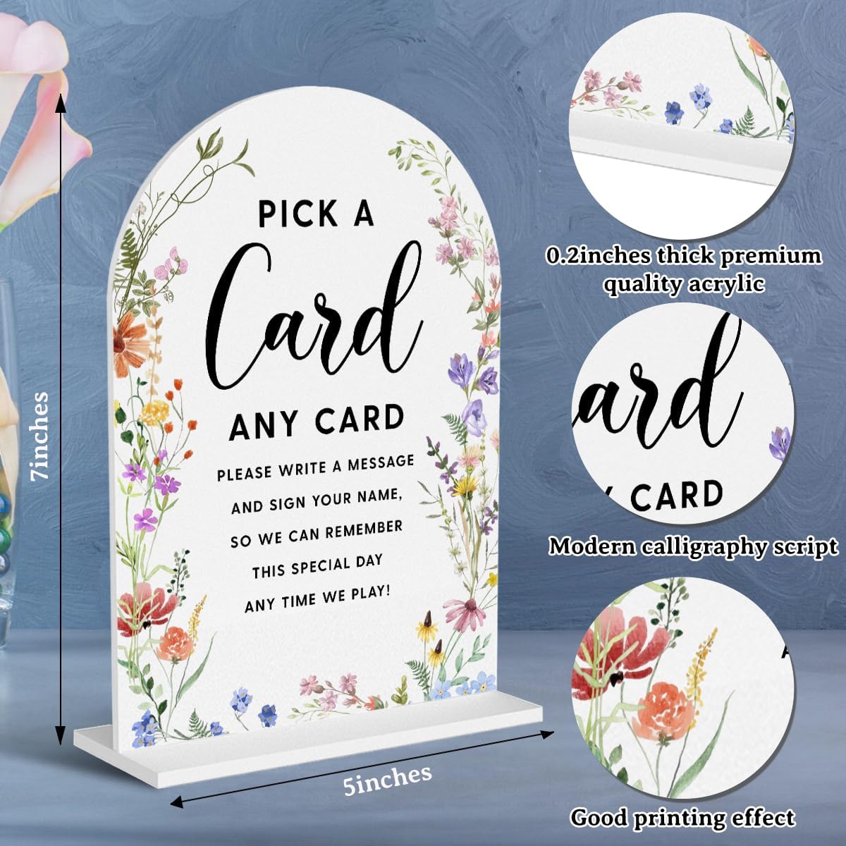 Acrylic Wedding Signs, Pick A Card Signs for Marriage Reception, Bridal Shower Decorations, Modern