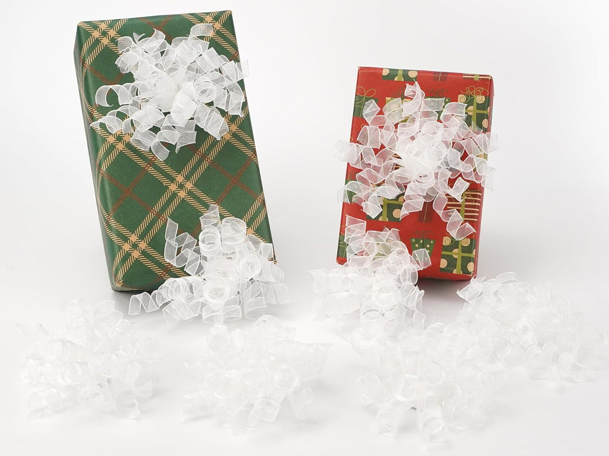 HUIHUANG White Bows for Gift Wrapping Christmas Curly Gift Bows 5 inch x 8 Counts Self-Adhesive