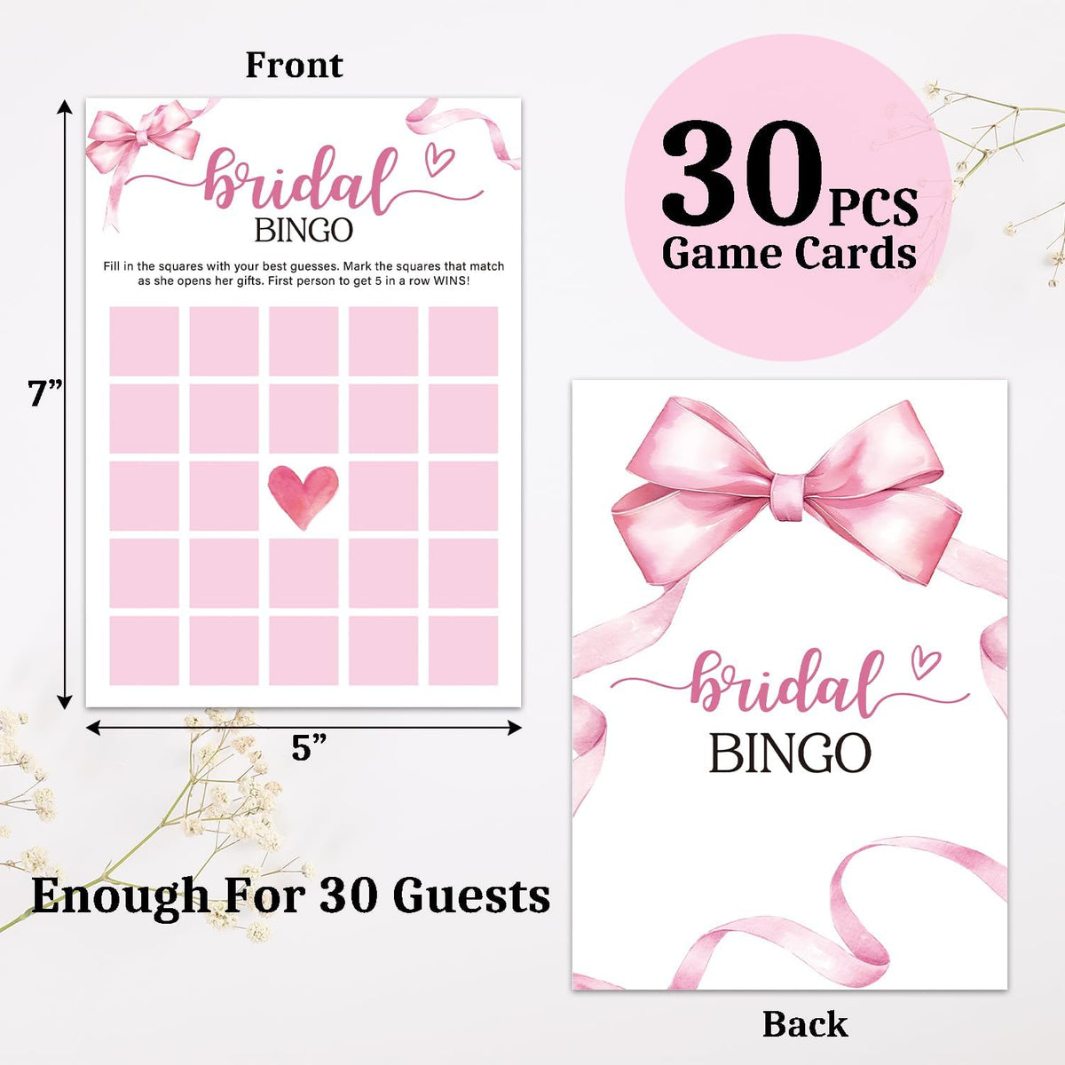 Bridal Shower Games 30 Guests, Bingo Bridal Shower Wedding Games for Reception, Rehearsal Dinner