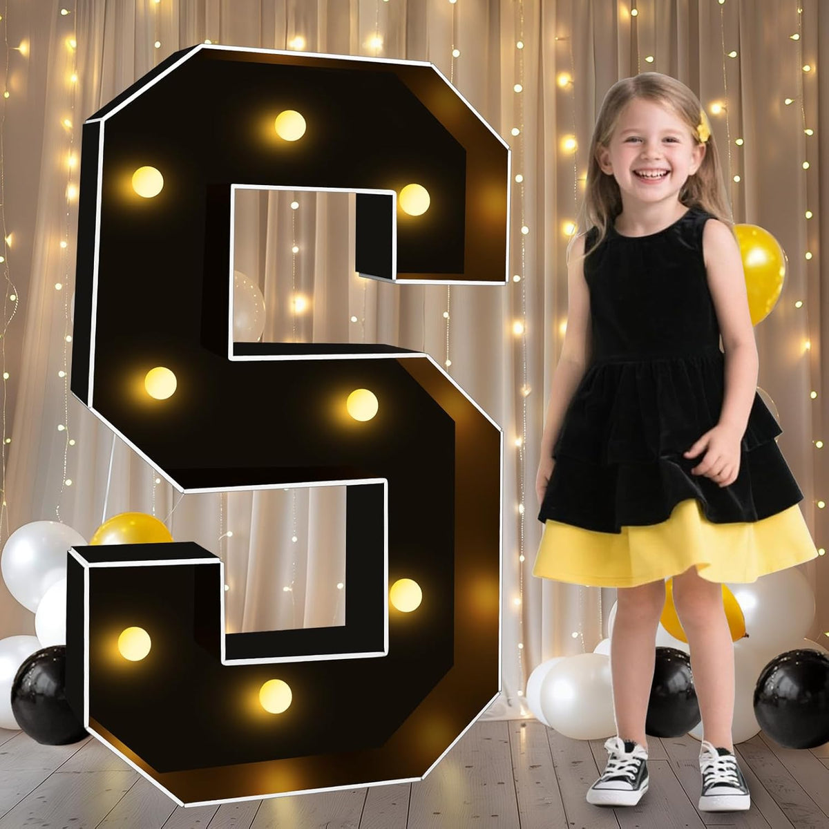 Pooqla 3FT Marquee Light Up Letters, Black LED Party Decor Large Marquee Letters 3 Feet Tall, Giant