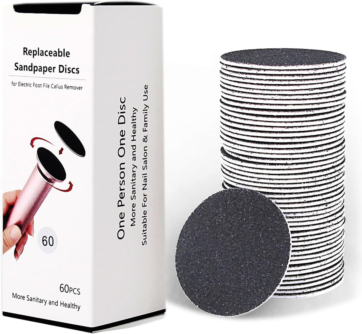 60pcs Replaceable Sandpaper Refill Discs for Electric Foot File Callus Remover Hard Dry Dead Skin