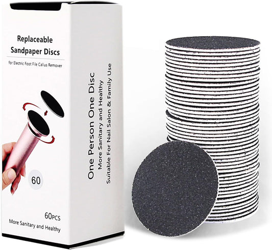 60pcs Replaceable Sandpaper Refill Discs for Electric Foot File Callus Remover Hard Dry Dead Skin
