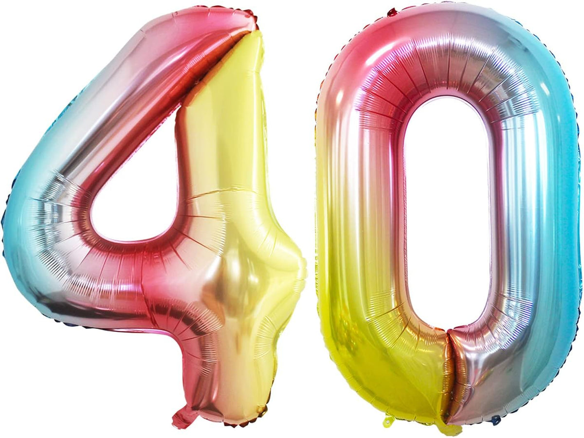 GOER Number 40 Balloons for 40th Birthday Party Decorations,42 Inch Jumbo Foil Helium Balloons for