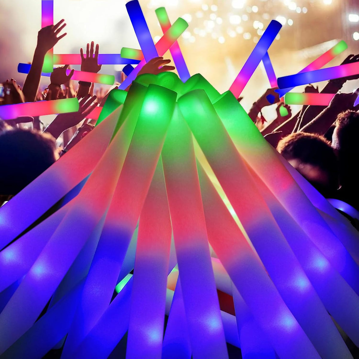 EXCECAR 208PCS Foam Glow Sticks Bulk Party Pack, Foam Light Up Sticks, Light Up Foam Sticks, 3 Mode