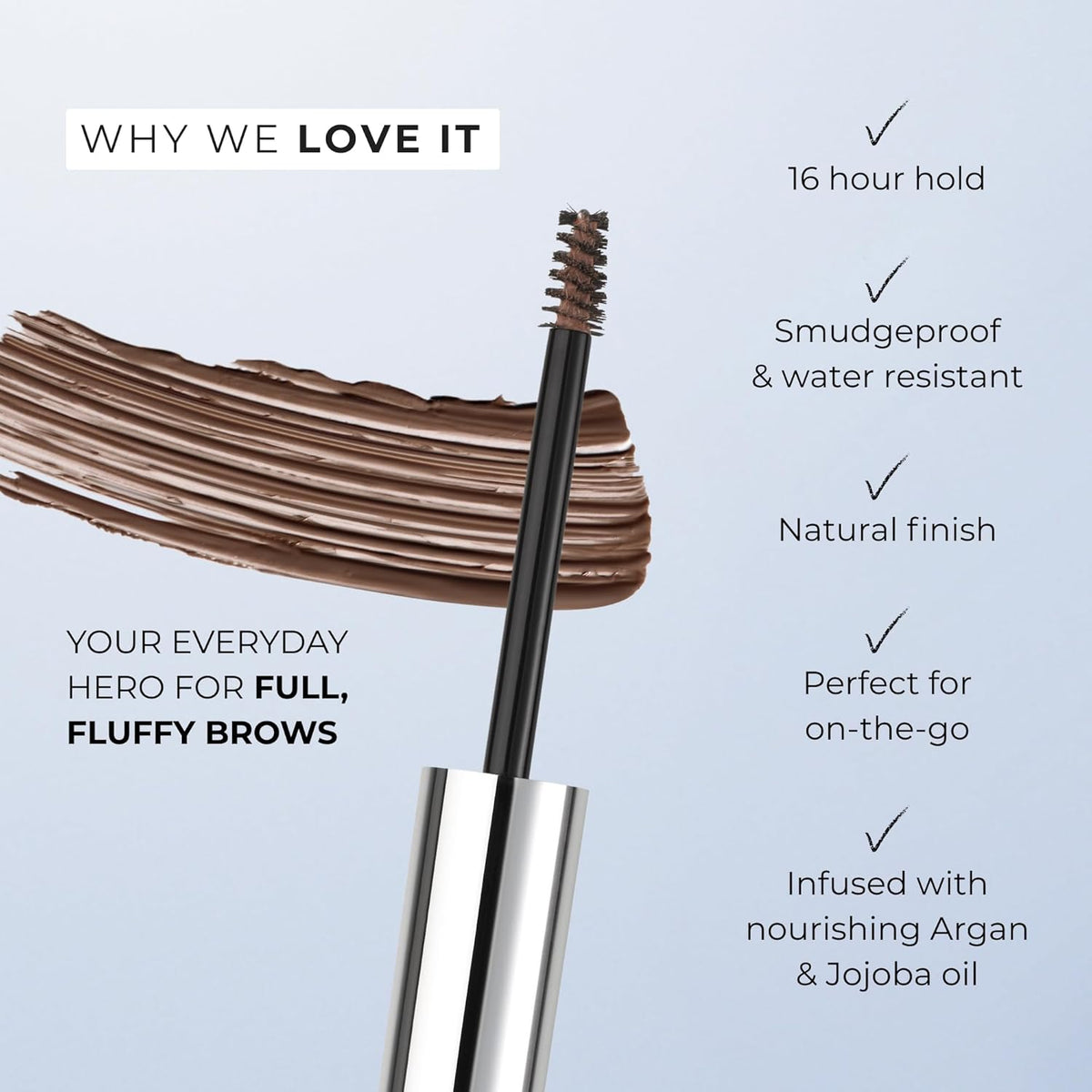 Wunderbrow Fluffy Brow Wax, 16 hour hold, Smudgeproof and Water resistant, Shade: Brunette
