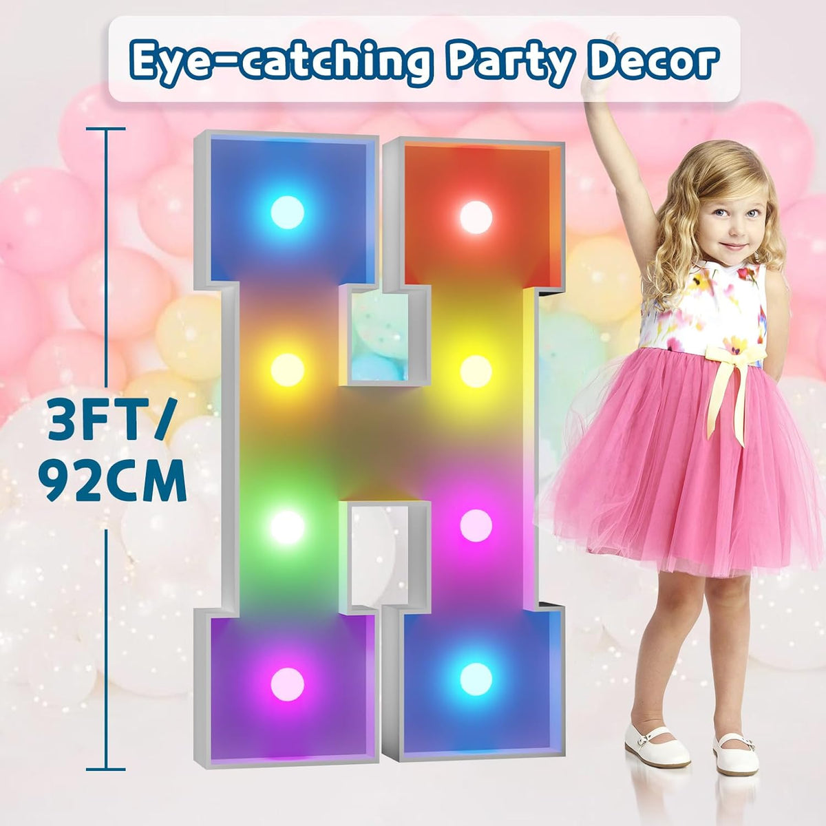imprsv 3FT Colorful Marquee Light Up Letters G, 18 Colors Large Light up Letters Alphabet Sign with