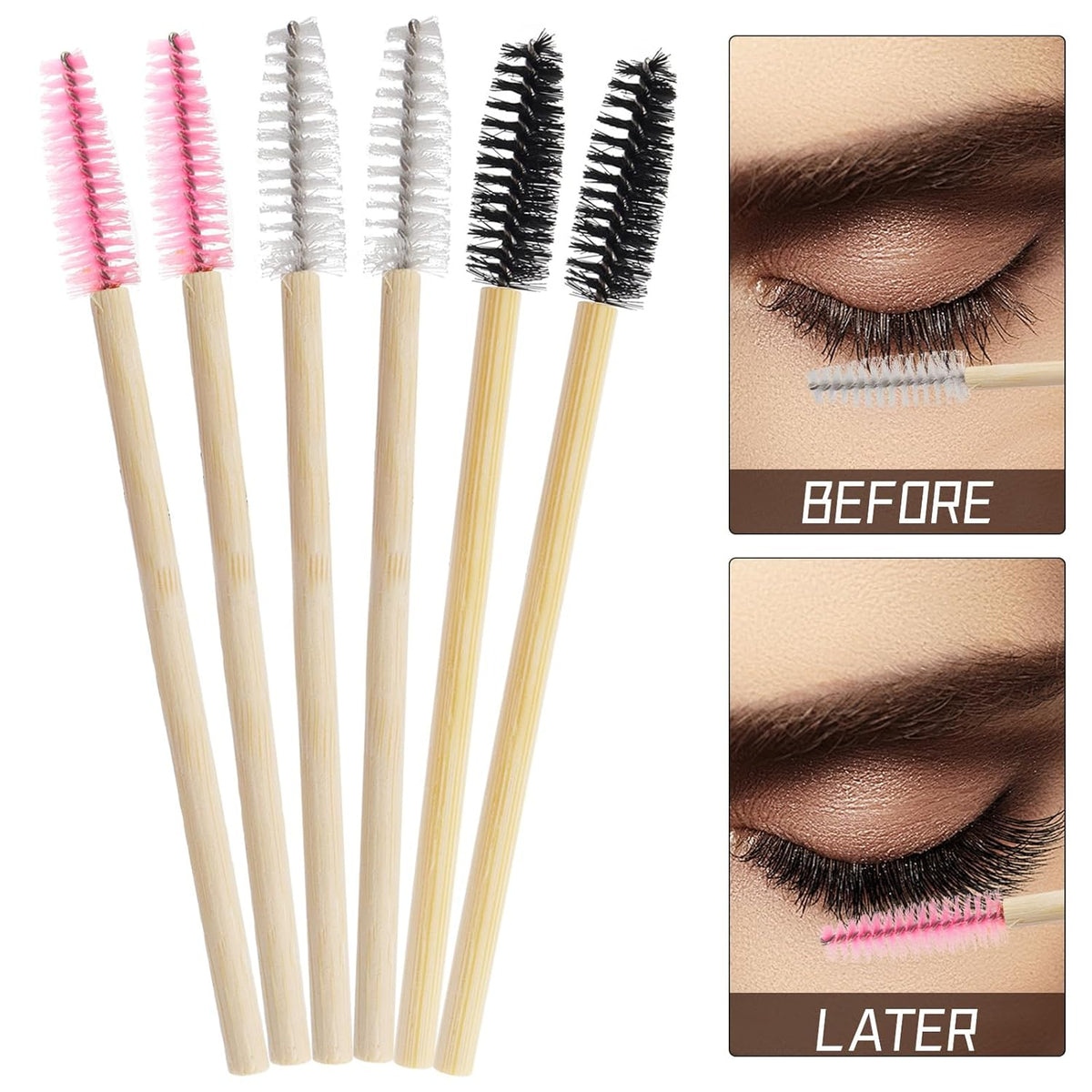 300PCS Disposable Mascara Wands Spoolie Brush Crystal Eyebrow Brushes Eyelash Extension Applicator