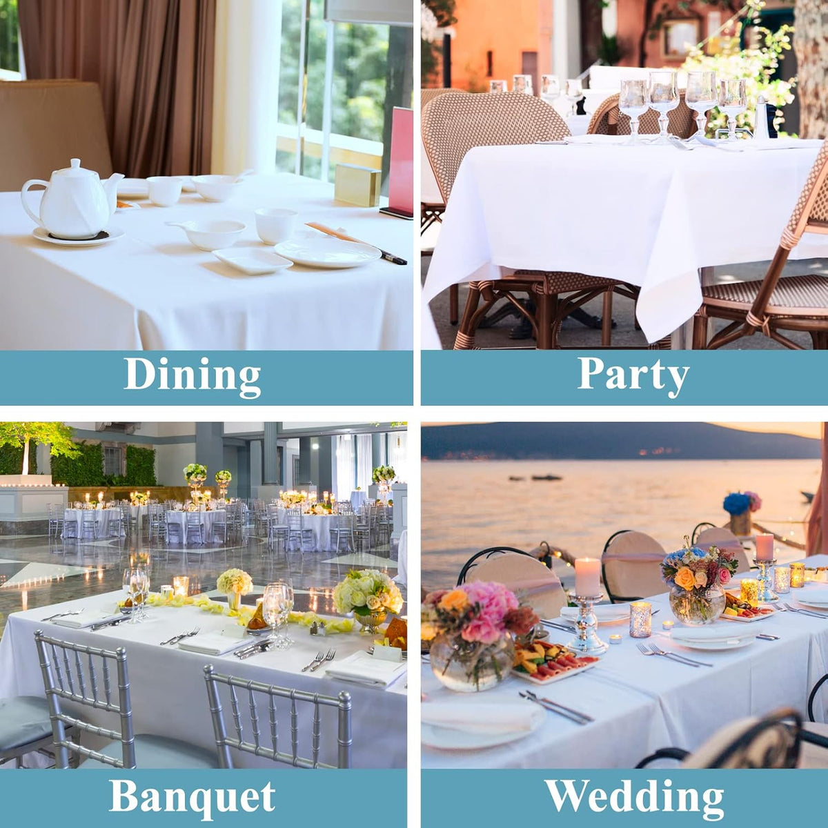 VidaFete Tablecloth 90 * 132inch Rectangle Table Cloth Polyester, Stain Wrinkle Resistant Polyester