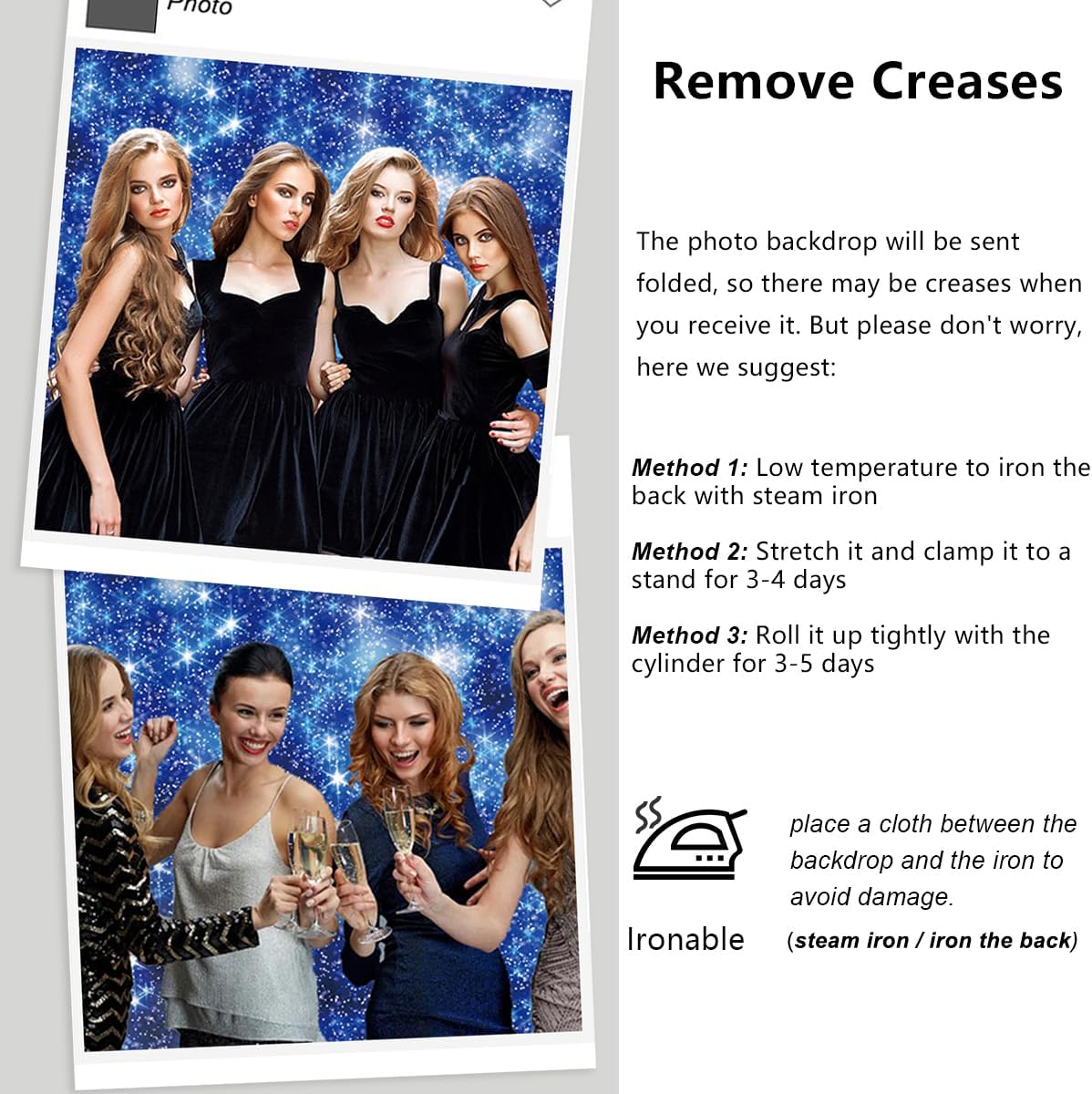 YongFoto Blue Glitter Backdrop 10x5ft Silver Light Spots Navy Blue Sequin Bokeh Photography