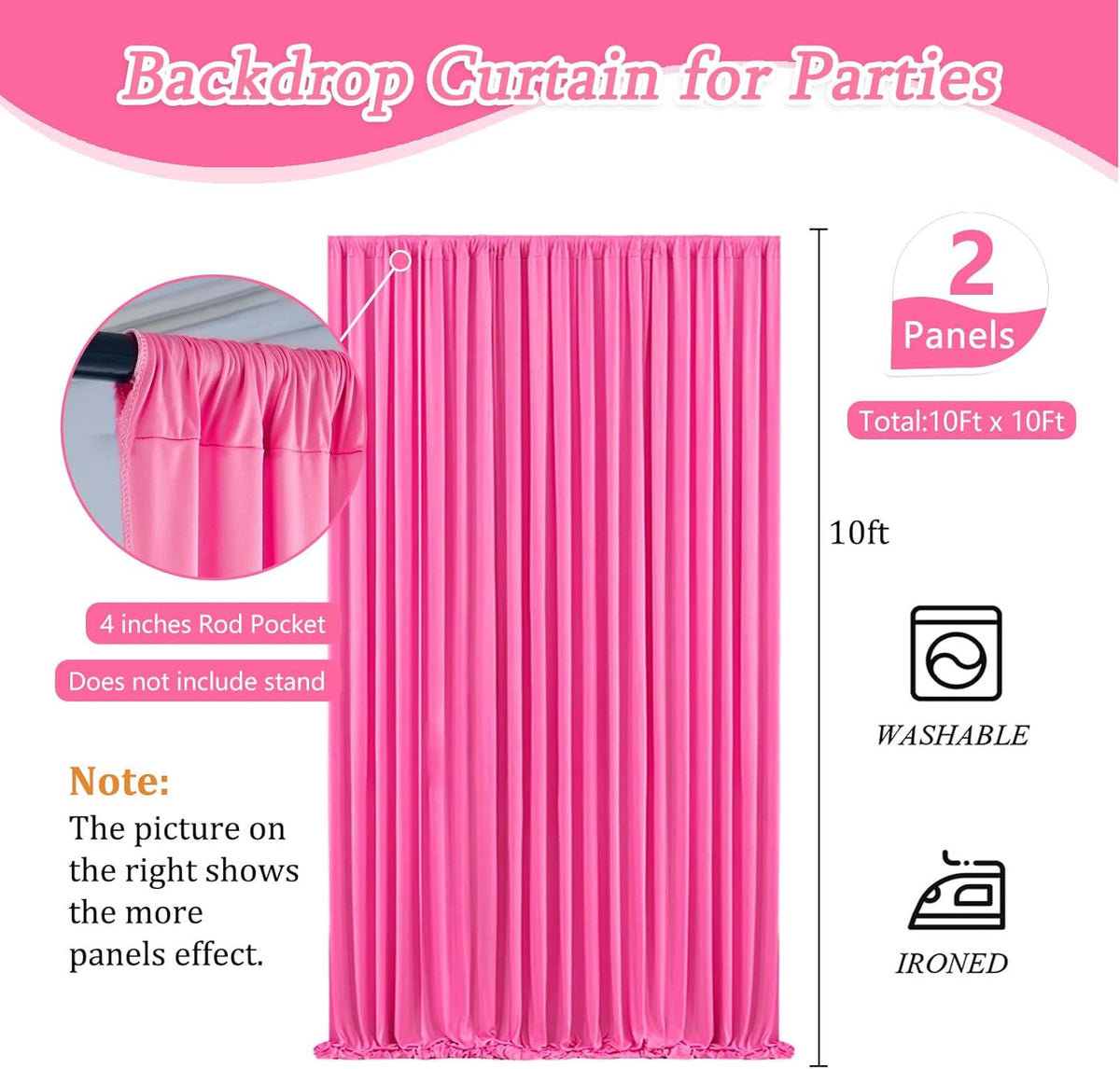 10 x 10 Feet Pink B Backdrop Curtain for Partie, Background Curtains for Photoshoot, Birthday