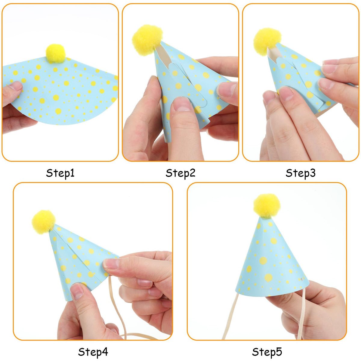 Tucnoeu 10pcs Colorful Mini Party Hats, Cute Party Hats for Stuffed Animals with Pom Poms for