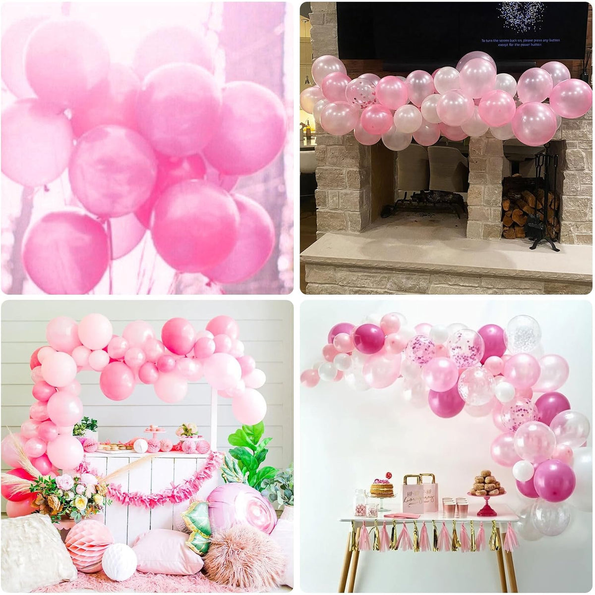 Pink Balloons Set, 60 Packs 12 Inch Metallic Chrome Pink Pearl Macaron Light Pink Different Shades