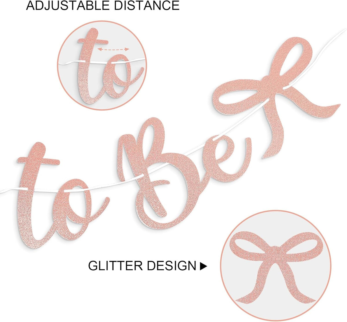Bride to Be Banner, Rose Gold Bride to Be with Bow Glitter Bachelorette Bridal Party Banner BRIDE
