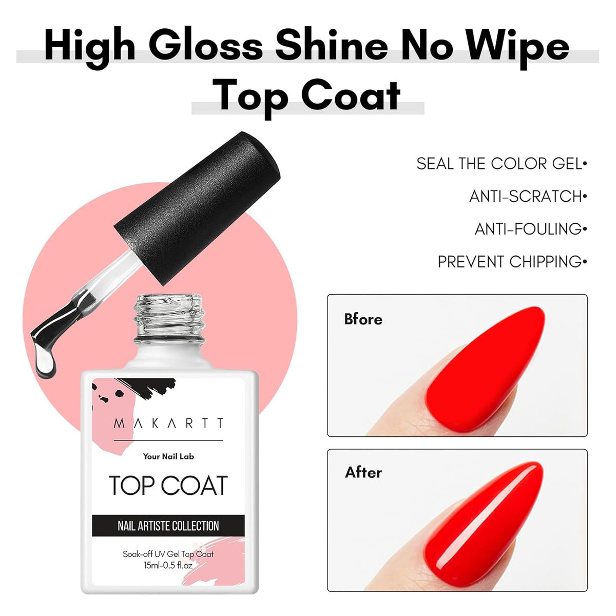 Makartt 3Pcs Builder Nail Gel with Top and Base Coat, Clear Gel Builder Kit for Nails Apex Building
