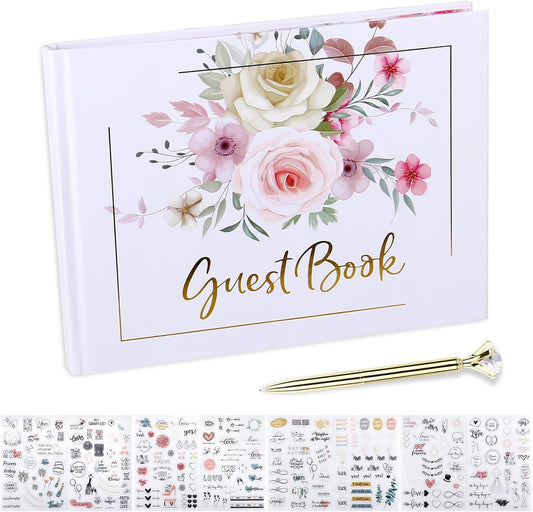 Wedding Guest Book,9x7''120 Page/60 Sheets Hardcover Personalized Wedding Guestbook Photo Album