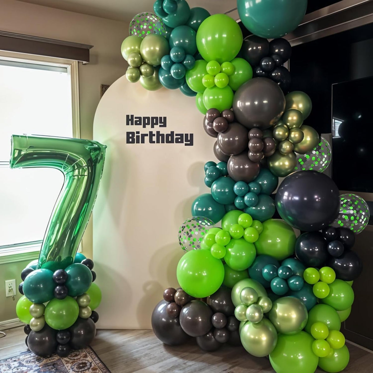 Brown and Green Balloons, 12 Inch Coffee Brown Emerald Dark Metallic Green Confetti Balloons for